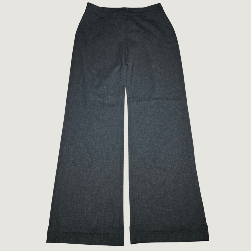 Eileen Fisher Trousers Womens 4 Wide Leg Wool Blend Cuffed Charcoal‎ Grey Pants